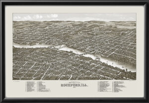Rockford IL 1880 Albert Ruger - JJStonerTM Birdseye View Map