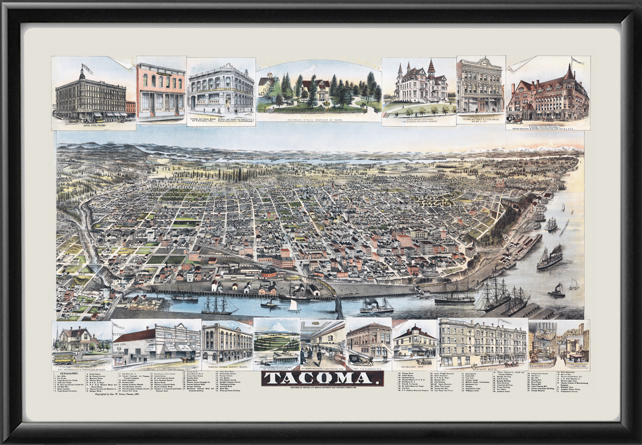 Tacoma Wa 1890 Vintage City Maps