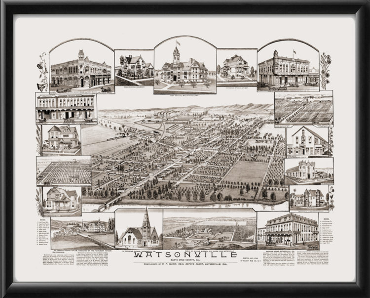 Watsonville CA 1895 Restored Map | Vintage City Maps