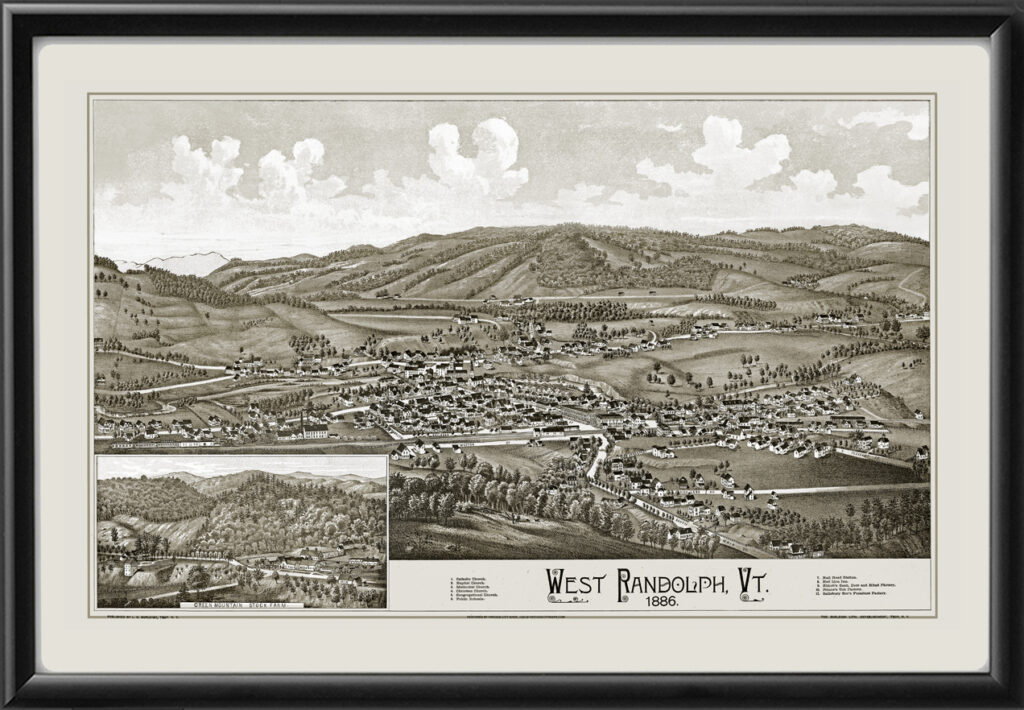 West Randolph VT 1886 Restored Map | Vintage City Maps