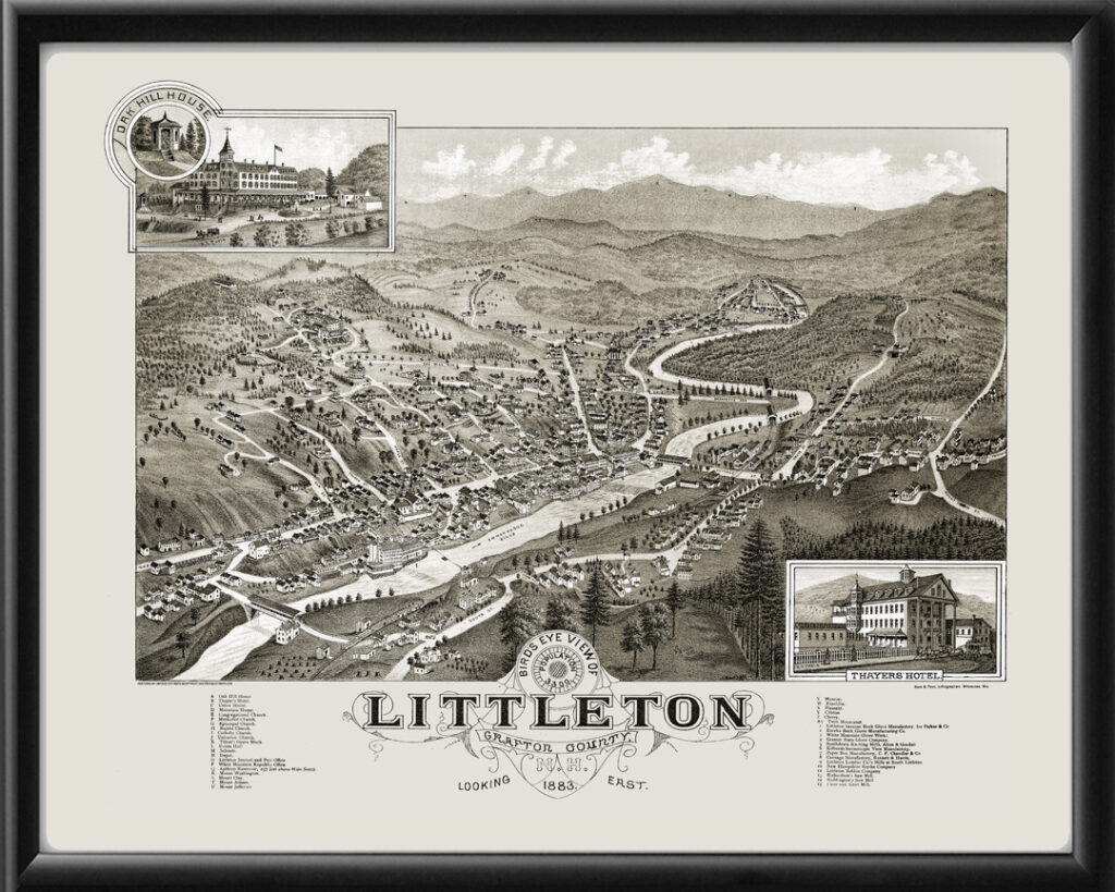 Littleton NH 1883 Restored Map | Vintage City Maps