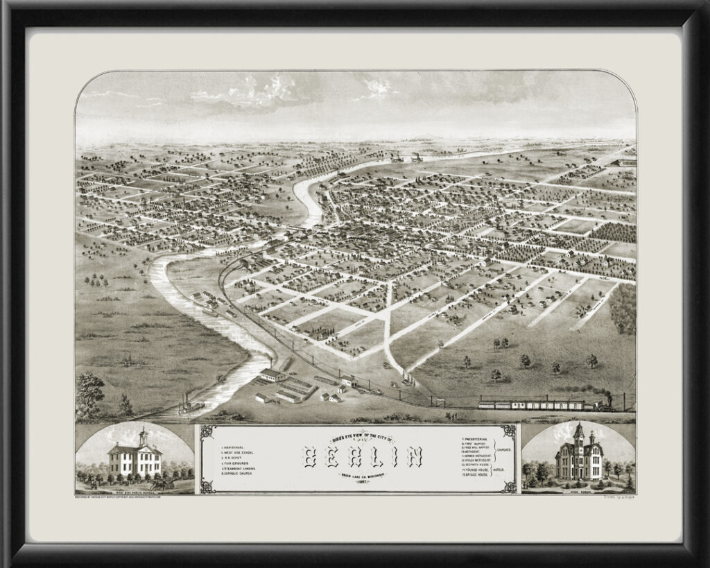 Berlin WI 1867 Restored Map | Vintage City Maps