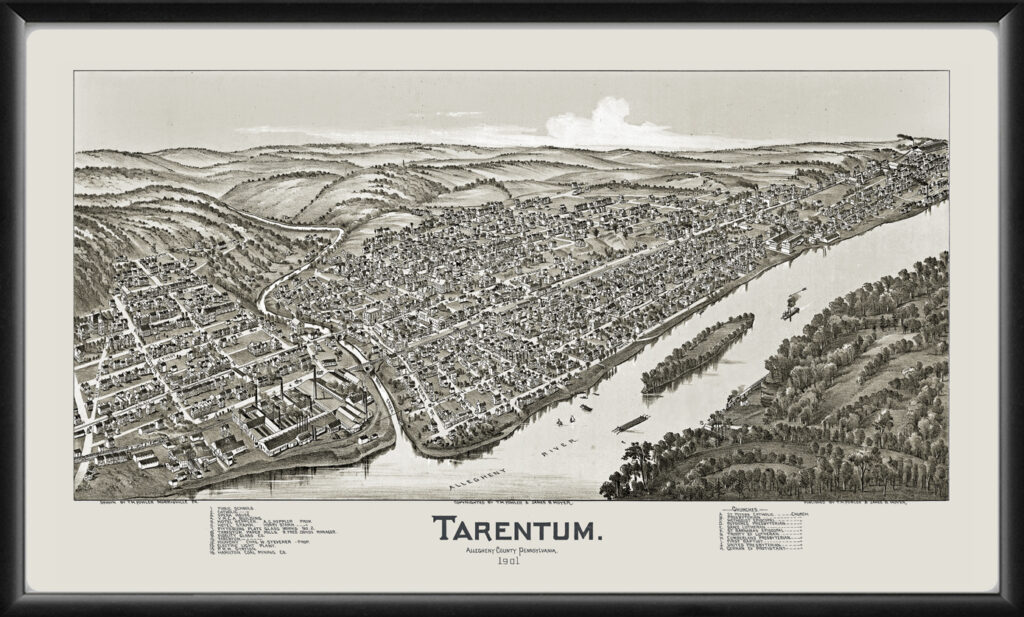 Tarentum PA 1901 Restored Map | Vintage City Maps