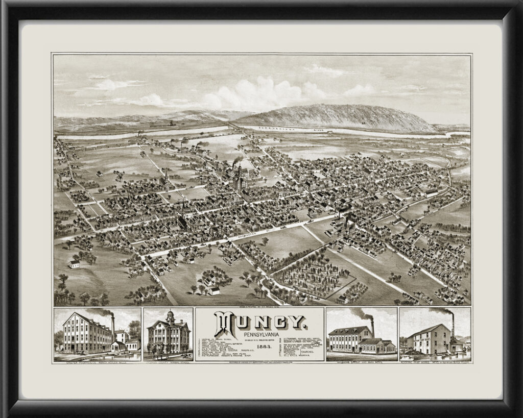 Muncy PA 1883 Restored Map | Vintage City Maps