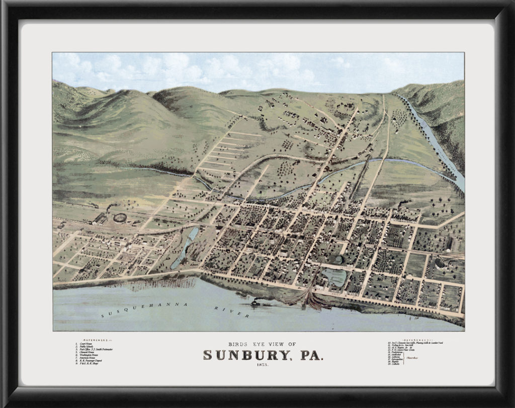 Sunbury PA 1876 Restored Map | Vintage City Maps