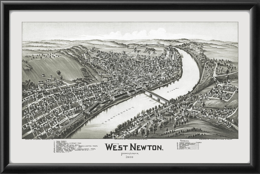 West Newton PA 1900 Restored Map | Vintage City Maps