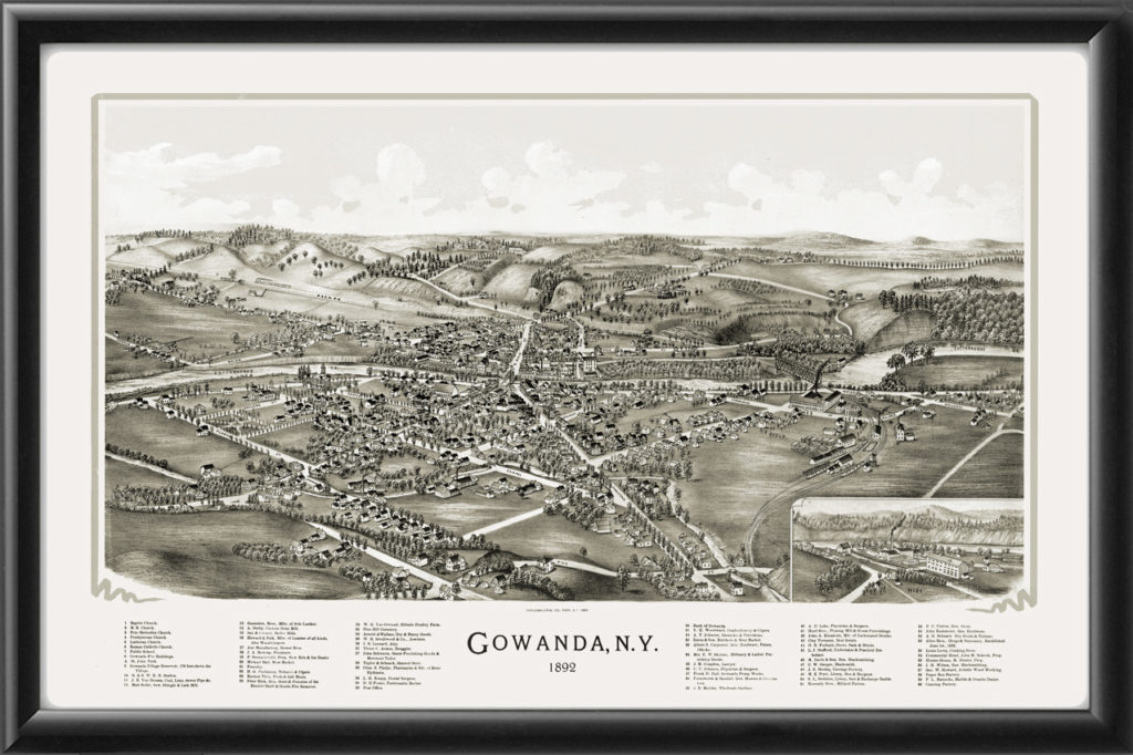 Gowanda NY 1892 Restored Map | Vintage City Maps