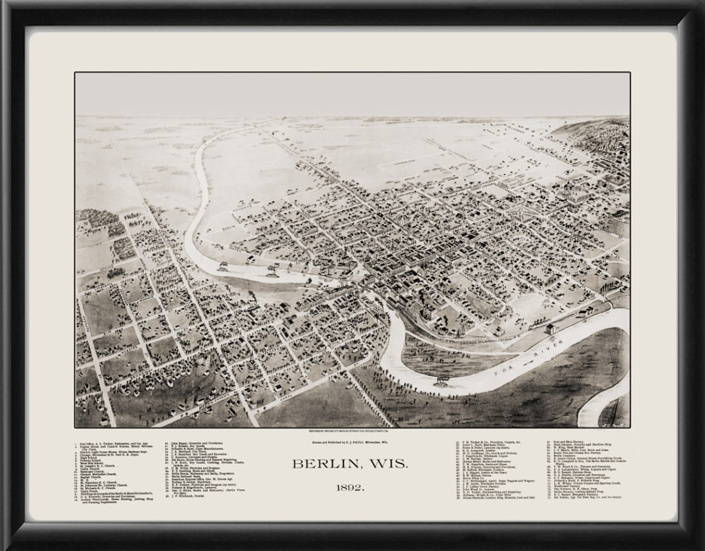 Berlin WI 1892 Restored Map | Vintage City Maps