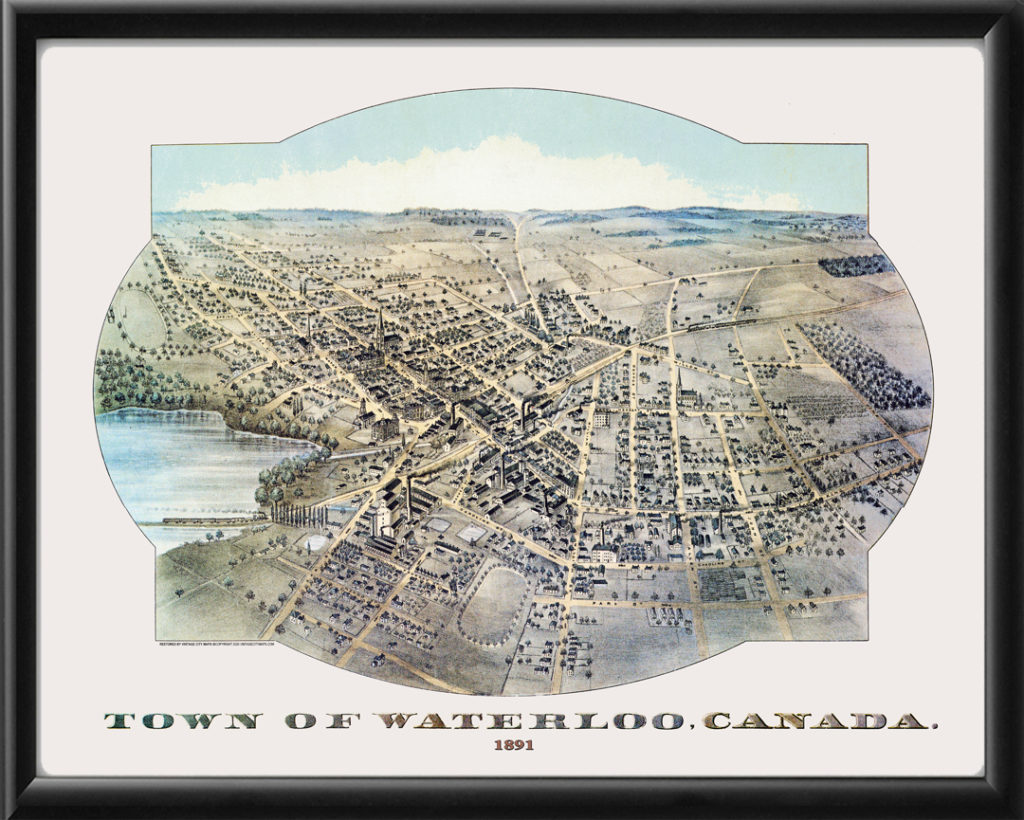 Waterloo Canada 1891 Restored Map | Vintage City Maps