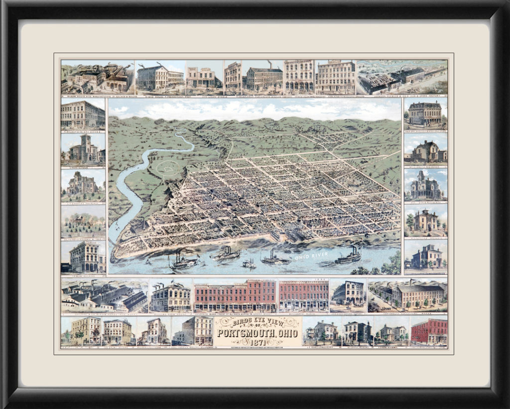 Portsmouth OH 1871 Vintage City Maps   Portsmouth OH 1871TM 1 1024x821 