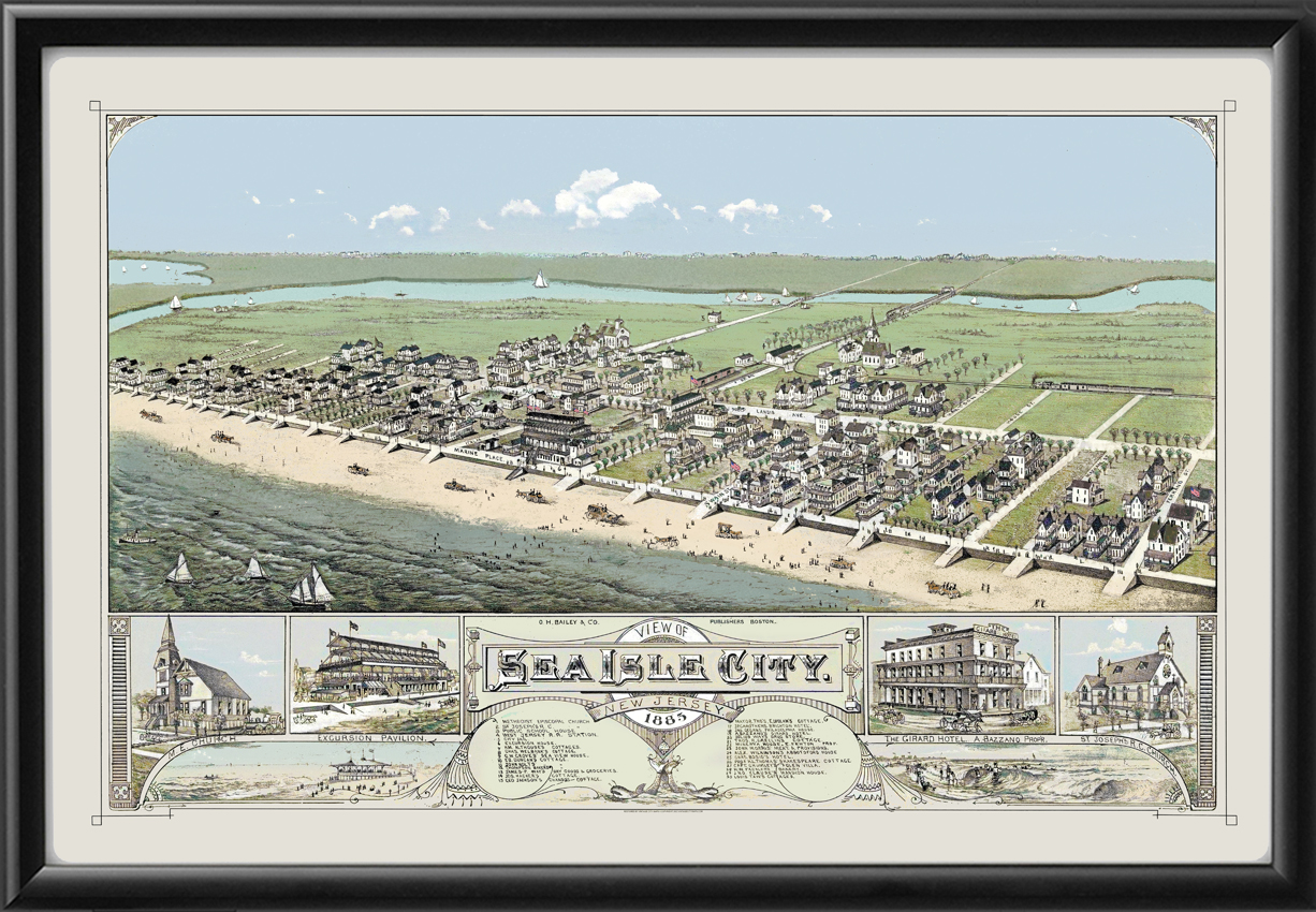 Sea Isle City NJ 1885 in Color Vintage City Maps