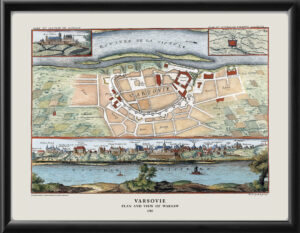Varsovie - Plan and View of Warsaw 1705