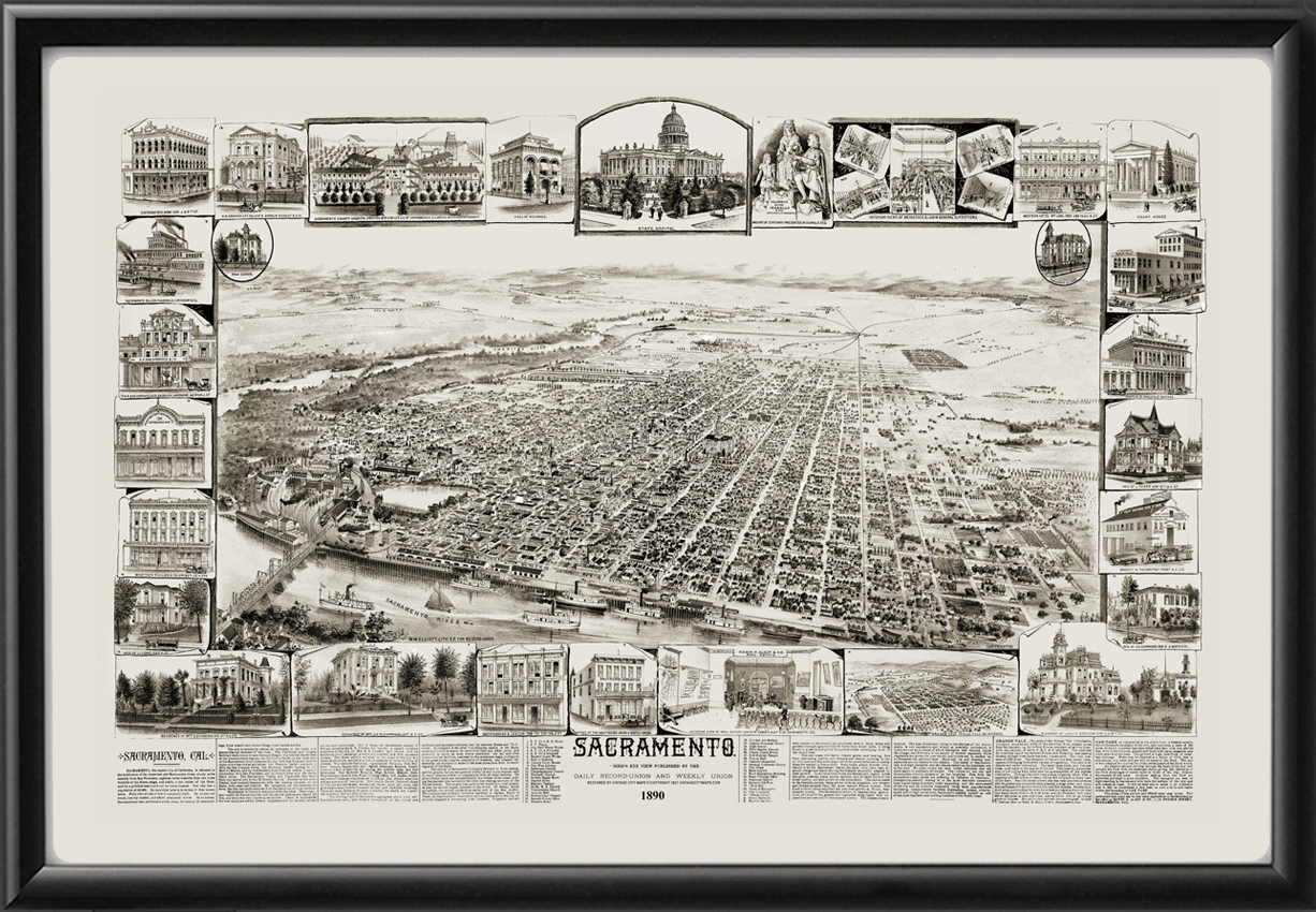 Sacramento CA 1890 - 2 | Vintage City Maps