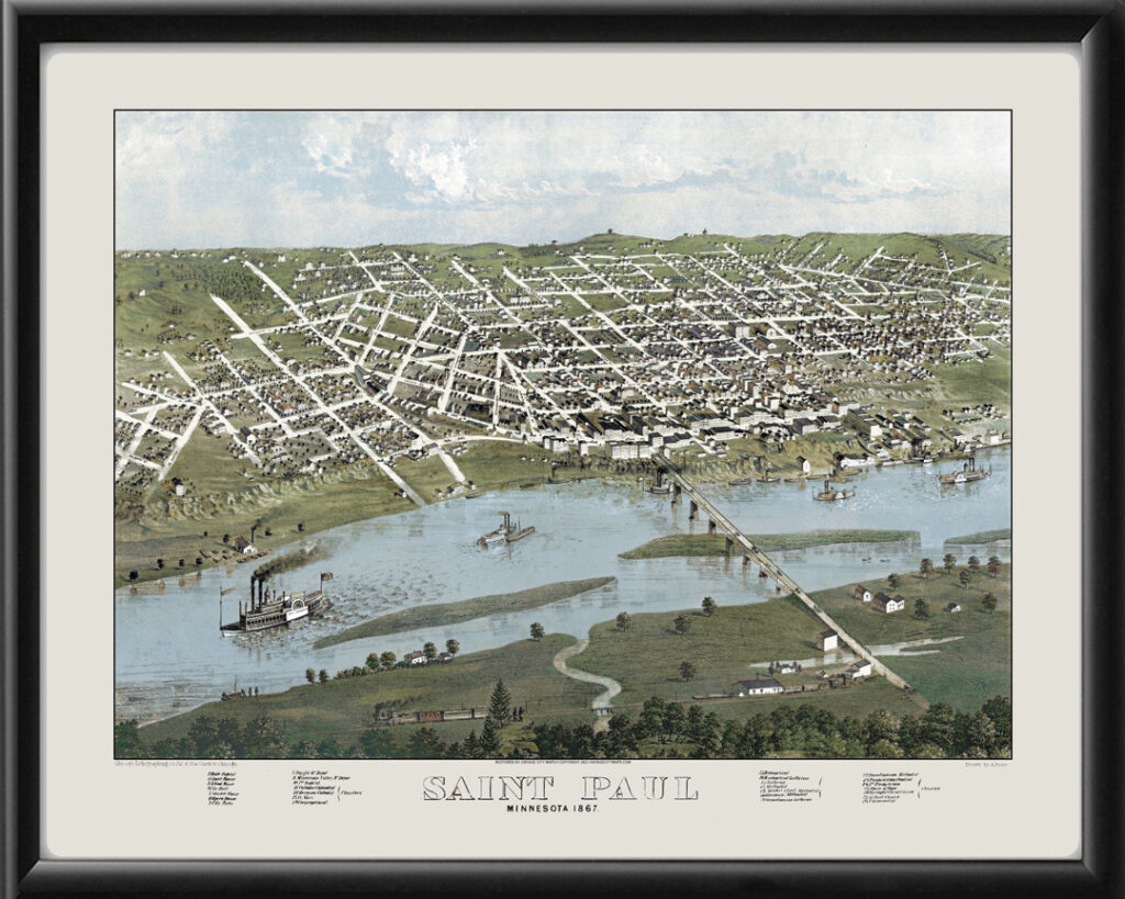 St. Paul Mn 1867 (color) Restored Map 