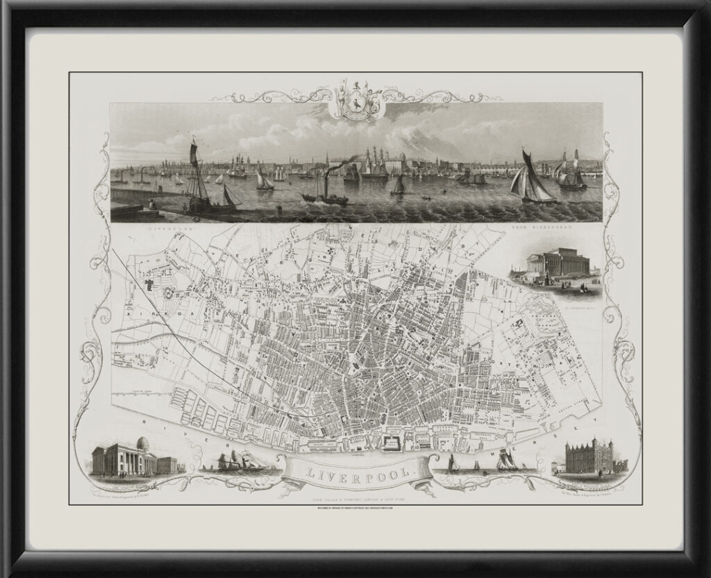 Liverpool England 1851 Restored Map | Vintage City Maps