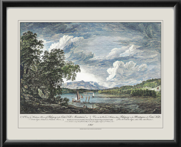 Hudson River at Poughkeepsie, New York, from Esopus Island with the Catskill Mountains in the distance.1761 Color TM