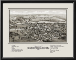 Rockford, Michigan 1880 Restored Birds Eye View Map