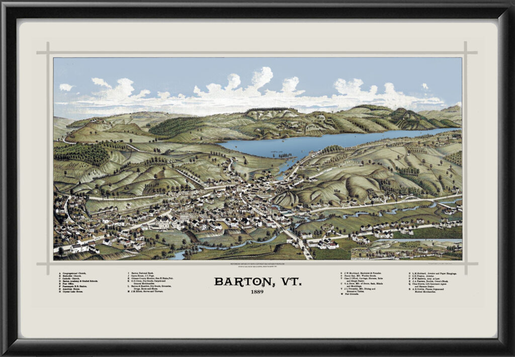 Barton VT 1889 (Color) Restored Map | Vintage City Maps