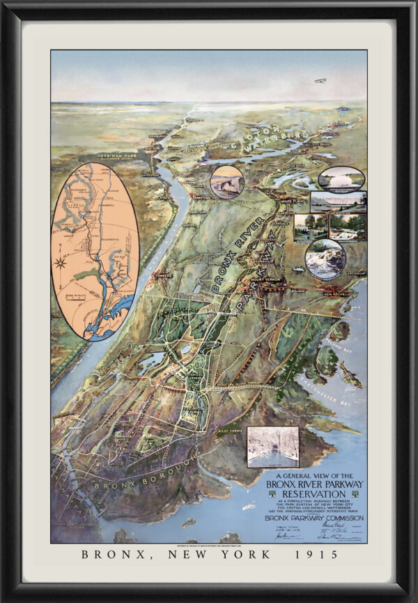 Bronx River Parkway NY 1915 Restored Map