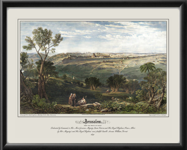 Jerusalem Israel 1841 From The Mount of Olives Restored Map