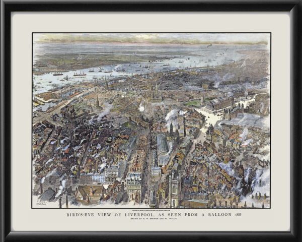 Liverpool England 1885 Restored Map