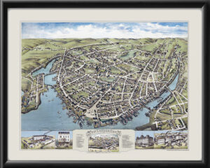 New London CT 1876 OH Bailey Color Restored Map