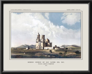 Tucson AZ - Mission Church of San Xavier del Bac. 1857 Restored Map