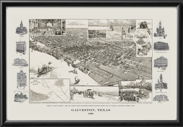 Galveston TX 1890 Map