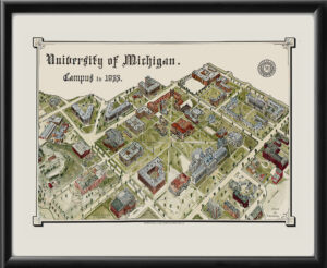 University of Michigan 1933 Birds Eye View Map